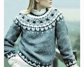 Mesdames lacy & fairisle sweater pull tricot motif femme king cole dk 4683