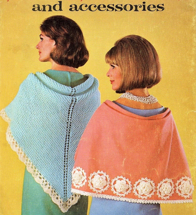 Vintage Crochet Pattern Cape with flowers Sewn Cape with flowers in Crochet image 1