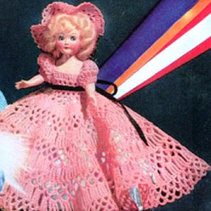 Crochet Pattern -  Doll Dress, Petticoat, Panties, Slippers and Hat - 8 inches tall Ginny, Muffie
