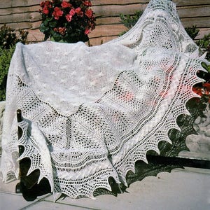 ENGLISH Vintage Knitting Pattern PDF to make A Superb Shetland Lace Shawl for Baby&#39;s Christening 60&#39;&#39; square in 2 ply PDF  Digital Download