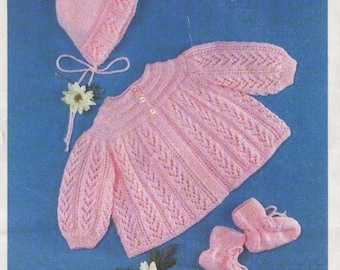 Knitting PATTERN  - Baby Jacket/Sweater, Bonnet and Booties/Bootees PDF Almost FREE