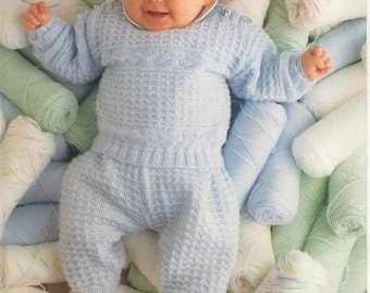 BABY KNITTING PATTERN - Jumper/Sweater with matching leggings/longies - Sizes birth to 12 months