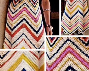Crochet Pattern - Ladies Dress - Evening gown 34-36 in UK 12-14 -  Maxi Retro Holiday Beach PDF download ENGLISH language