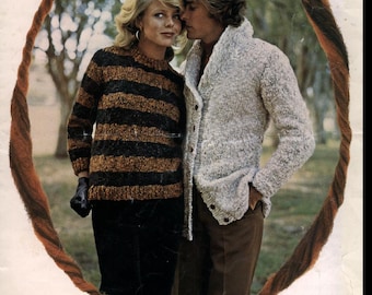Knitting Pattern - Unisex Car Coat/Jacket and Ladies Sweater - Retro Knit PDF Shawl collar cardigan