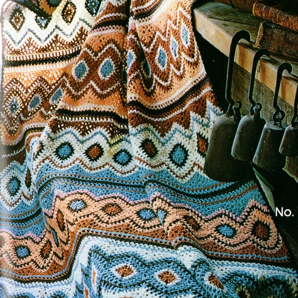 Crochet Pattern - Navajo Afghan/Throw Pattern - PDF Download