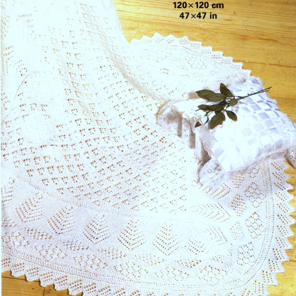 Shawl Knitting Pattern - Square Shawl Shetland Lace 3 ply - Baby Heirloom - with Tree of Life. ENGLISH language