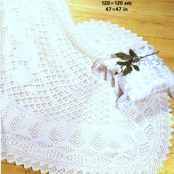 Shawl Knitting Pattern - Square Shawl Shetland Lace 3 ply - Baby Heirloom - with Tree of Life