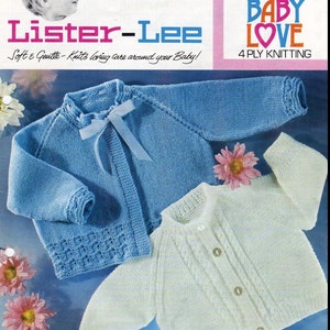 SALE ****Baby Knitting PATTERNS - Baby Jackets/Cardigans/Sweaters - 4 ply in 5 sizes PDF