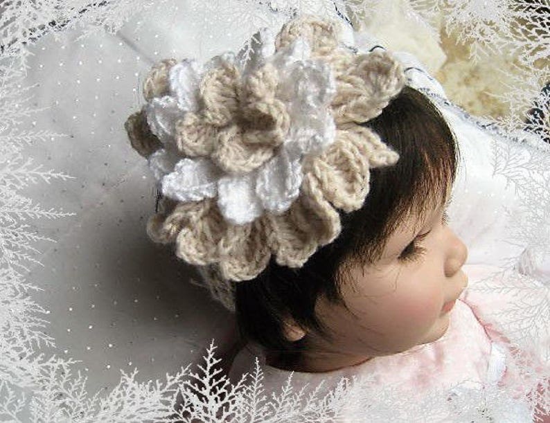 NEW DESIGN Orchid Headband and Flower Crochet Pattern Fully adjustable to suit any size Perfect for Christening image 3