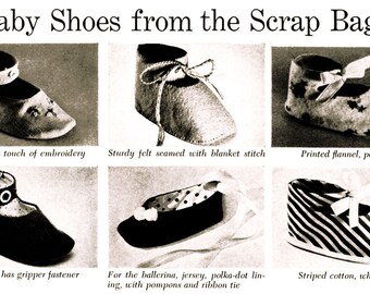 1950's Graph or Chart Sewing Pattern to make Baby Shoes or Bootees with Variations 6 mos to 1 year Instant download