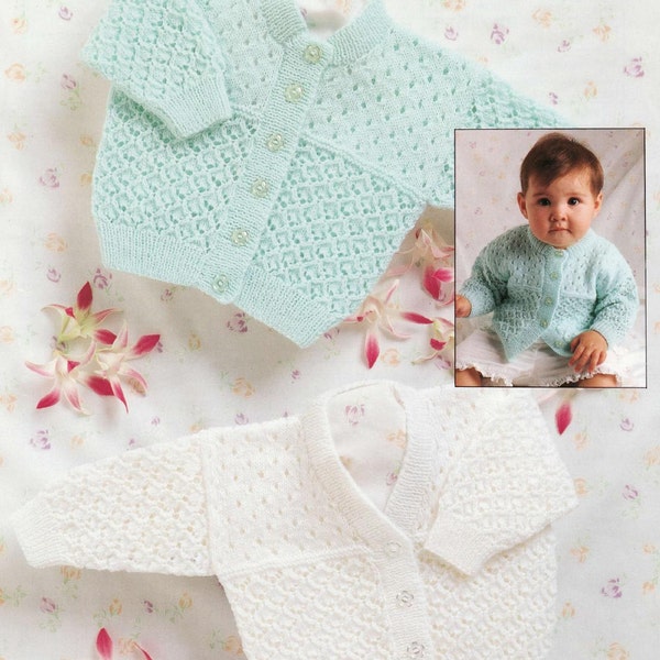 BABY KNITTING PATTERN -  Cardigans/Sweaters/Jackets - 3 ply 14 - 22 ins