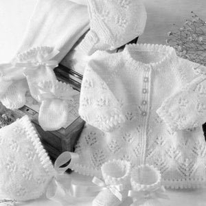 Vintage knitting PATTERN for baby jacket, leggings, booties, mitts and bonnet 16 to 22 in PDF - ENGLISH language Best price