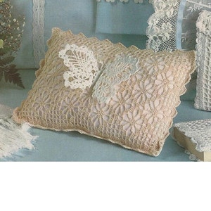 Instant download PDF- Crochet Pattern - Butterfly Pillow Cushion - Bridal Baby heirloom