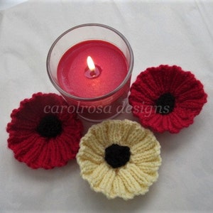 Remembrance POPPY Knitting Pattern - Easy Knit Beginner DK Flower PDF Download Brooch Pin Christmas Floral Hair decoration