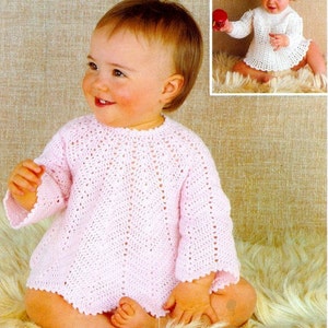 Download - BABY CROCHET PATTERN -  Angel Tops Dresses 2 styles - Size 18ins