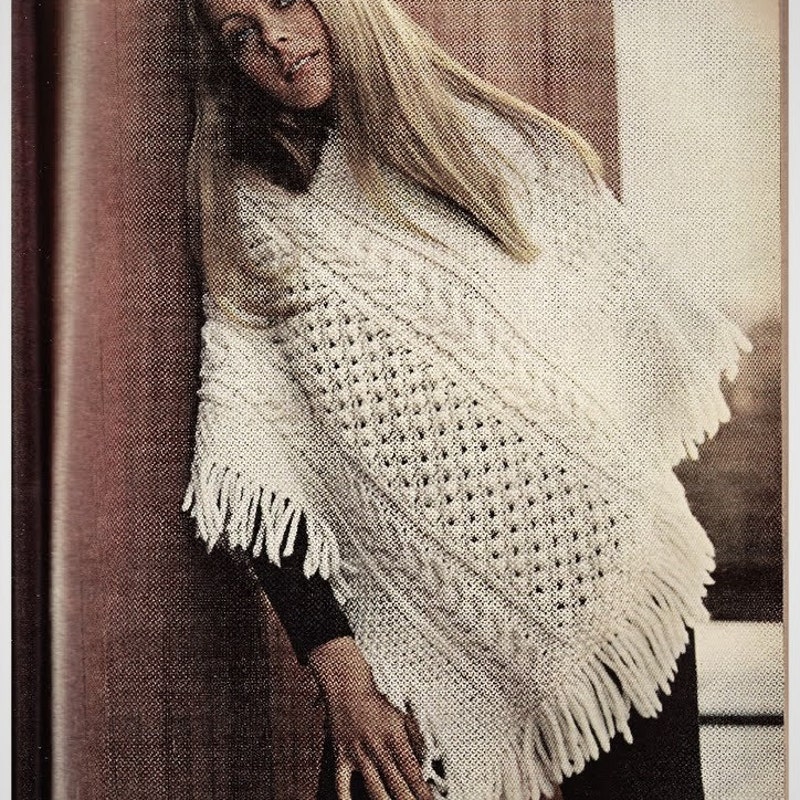 Cable Knit Mock Neck Poncho