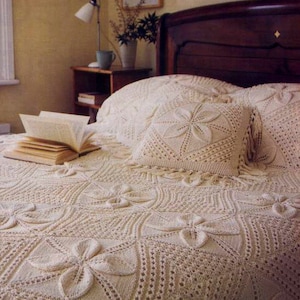 Download PDF Knitting pattern -  Leaf Blanket/Afghan/Bedspread/Counterpane/Cushion/Throw = Beautiful vintage pattern ENGLISH only