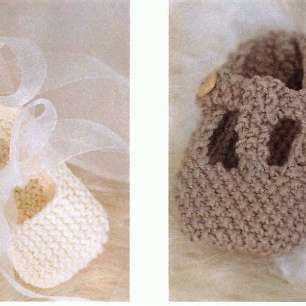 Knitting pattern for baby shoes - Mary Jane / T- bar and Ballet pumps Birth  to 12m Boy or Girl Booties