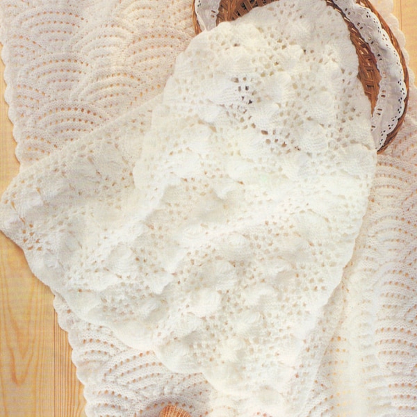 Knitting Pattern - Sea shells and Scallops Blankets/Afghans/Pram Covers - DK download PDF English language