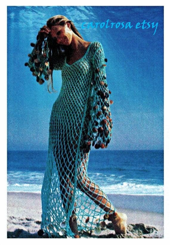 Crochet PATTERN - Elegant Beachcomber Dress - Beach/swimwear Goddess Dress  - Womens Retro Boho 32/34/36 In - Etsy