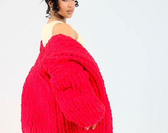 Chunky Knit Cardigan - Cozy Oversized Sweater
