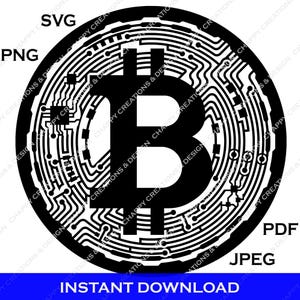 Archivos digitales de Bitcoin para corte láser y más Diseño artístico criptográfico Descarga instantánea