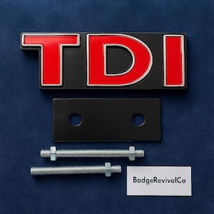 Refurbished All-Red “TDI” Badge – 3D Metal Grille / Trunk Emblem Fits VW Golf MK4-MK7, Polo, Jetta, Passat Logo