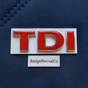 OEM Volkswagen VW TDI All-Red Grille Badge Emblem 8.4 cm – Mk4 Golf Jetta Bora Refurbished