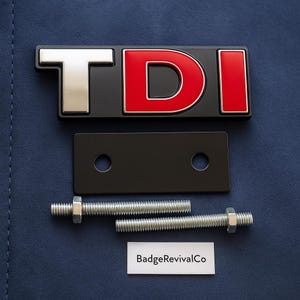 Refurbished Metal “TDI” Badge – Chrome T / Red D & I Emblem | Grille or Trunk Fits VW Golf MK4 MK6 MK7 MK8, Polo, Jetta, Passat