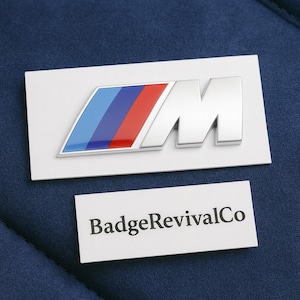 Refurbished Matte Silver Tri-Color M Emblem Badge: BMW Trunk/Fender Adhesive
