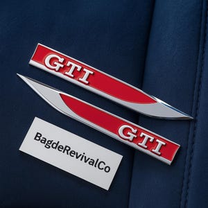 Refurbished Red &quot;GTI&quot; Fender Spear Badges: VW Golf, Polo, Tiguan, Passat