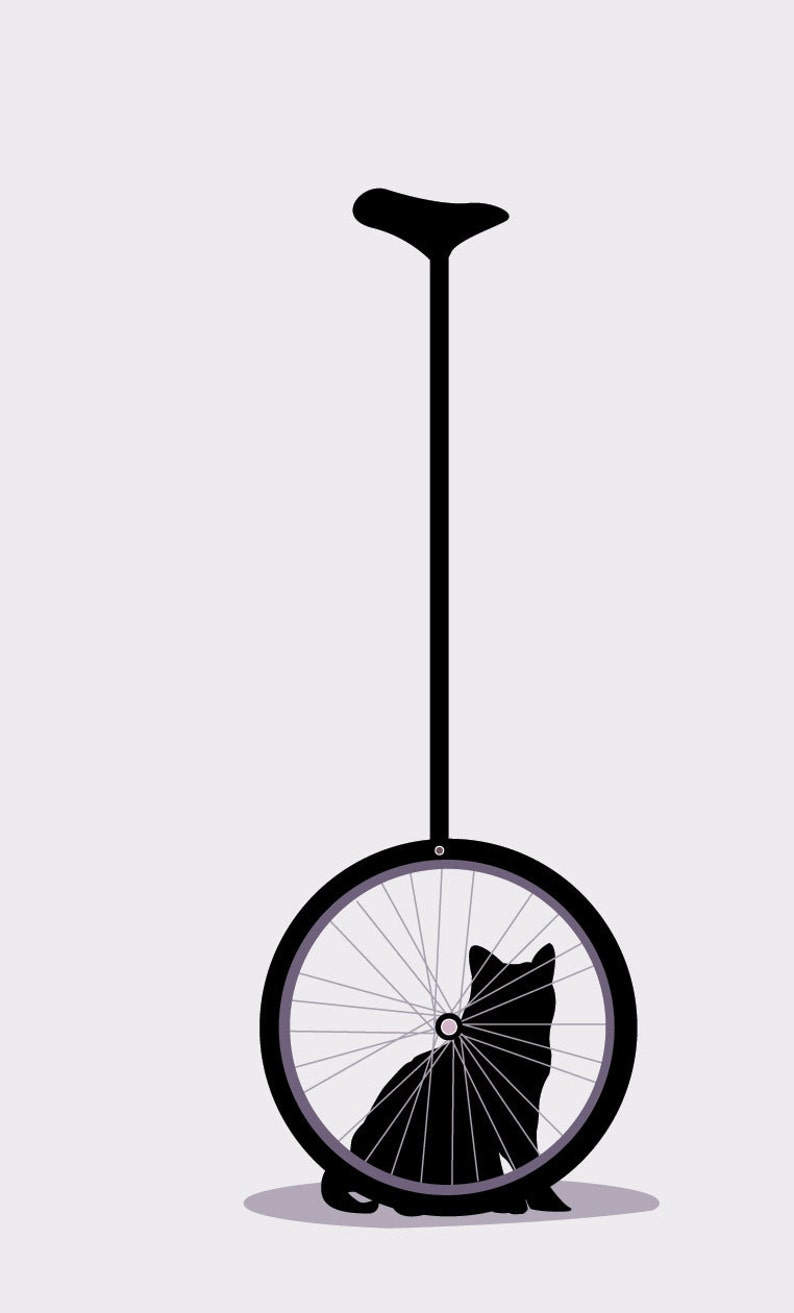 Cats on Unicycle Print Different Sizes Cat Poster Cats Etsy