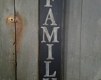 Early looking Vertical Antique Primitive FAMILY Wooden Sign Custom Personalized Rustic