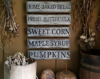Custom Primitive Aged Farm Stand Menu Wood Sign with Rusty Chain Custom Personalized Rustic