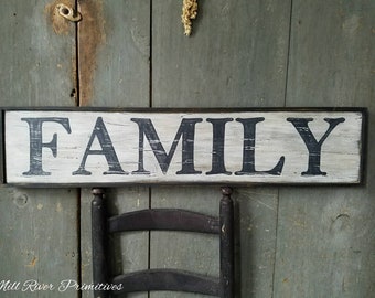 Early looking Antique Primitive Family Wooden Sign CustomPersonalized Rustic