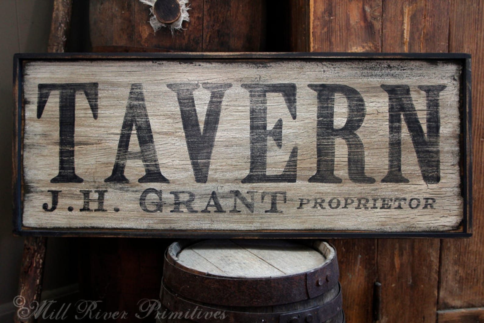 Personalized Early Antique Reproduction Primitive Wooden TAVERN Sign ...