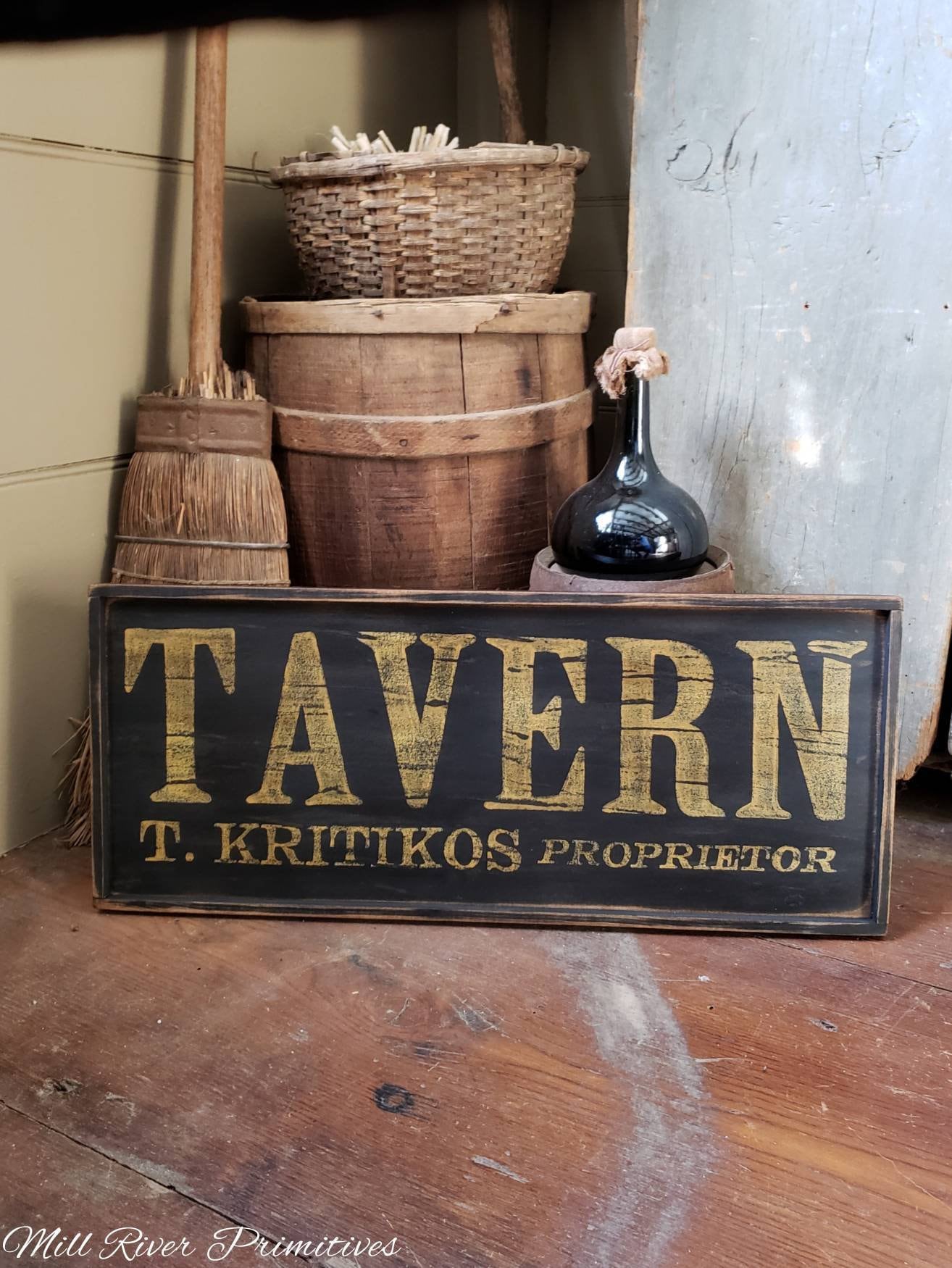 Personalized Early Antique Reproduction Primitive Wooden TAVERN Sign ...
