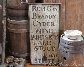 Petite reproduction d&#39;enseigne en bois de menu taverne coloniale du 18e siècle personnalisée rustique