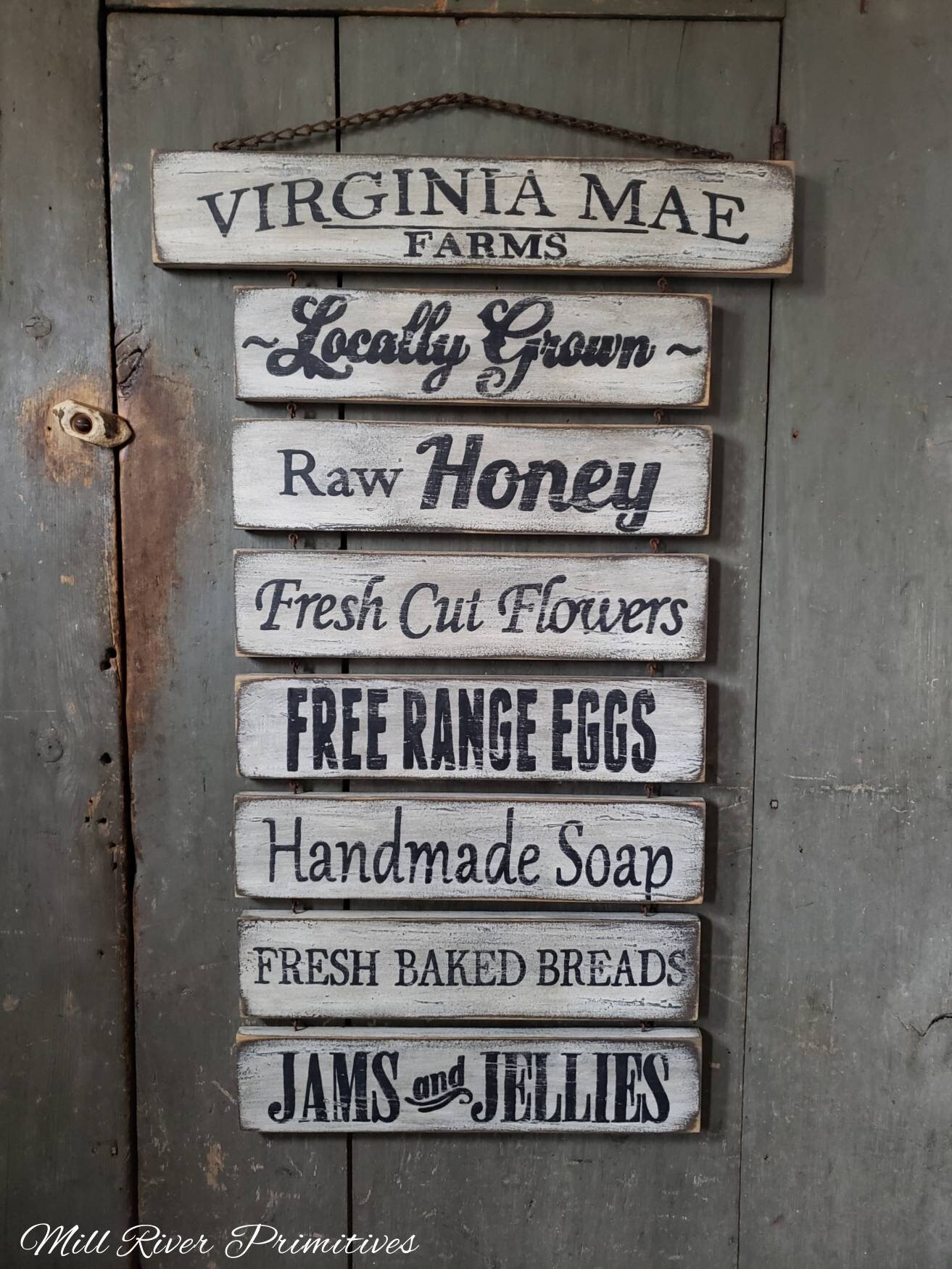Rustic Menu Sign Custom Primitive Aged Farmers Market Menu Wood Sign With Rusty Chain ...