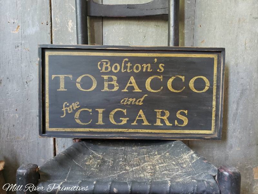 Early Looking Personalized Tobacco and Fine Cigars Wood Sign Custom  Personalized Rustic