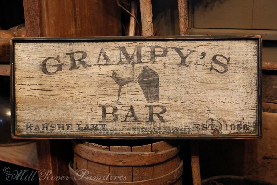 Alter primitiver personalisierter kleiner PUB Holzschild | Etsy