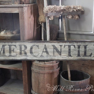 Early looking Antique Primitive MERCANTILE Wooden Sign Custom Personalized Rustic