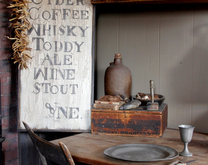 Reproduction 18th C Colonial Tavern Menu Wooden Sign Custom ...