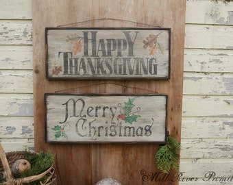 Double Sided Thanksgiving/Season's Greetings/ Wooden Sign CustomPersonalized Rustic