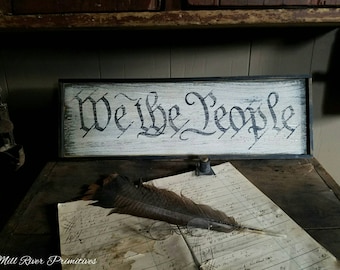 Primitive Wooden 'We The People' Sign USA CustomPersonalized Rustic