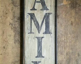 Early looking Vertical Antique Primitive FAMILY Wooden Sign Custom Personalized Rustic