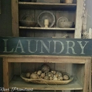 Early looking Antique Primitive LAUNDRY Sign Custom Personalized Rustic