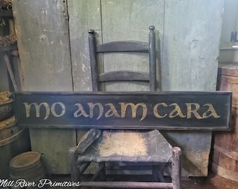 Mo Anam Cara Sign, Celtic Soulmate Friend, Rustic Wooden Decor