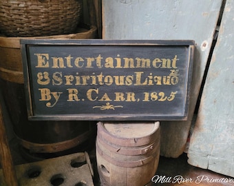 Aged Primitive Early Looking ENTERTAINMENT TAVERN Wood Sign . Custom Personalized Rustic