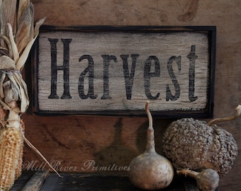 Primitive Aged HARVEST Wood Sign CustomPersonalized Rustic
